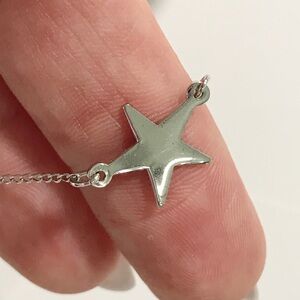 925 Sterling Silver Tiny Dainty Star Fixed Choker Chain Necklace Cute